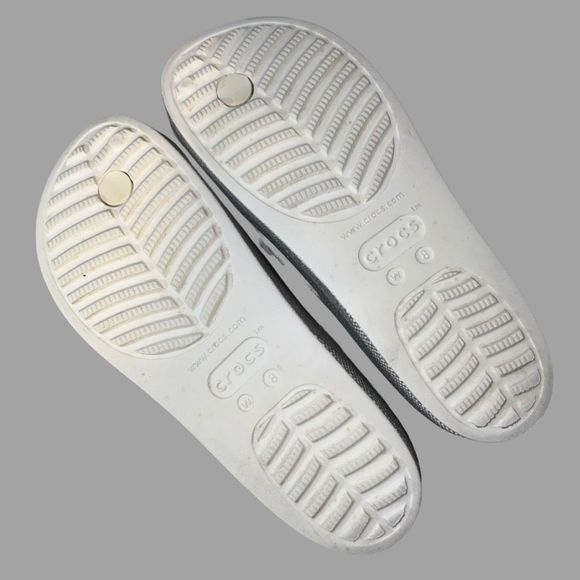 Crocs Women's Classic Platform Gray Glitter Flip-Flop Post Sandal Size 8 - Picture 4 of 5